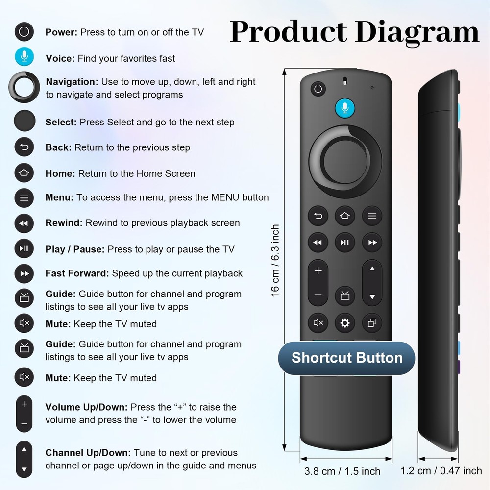 Replacement FireStick Remote for All Fire Smart TV, Black- with Hulu Button