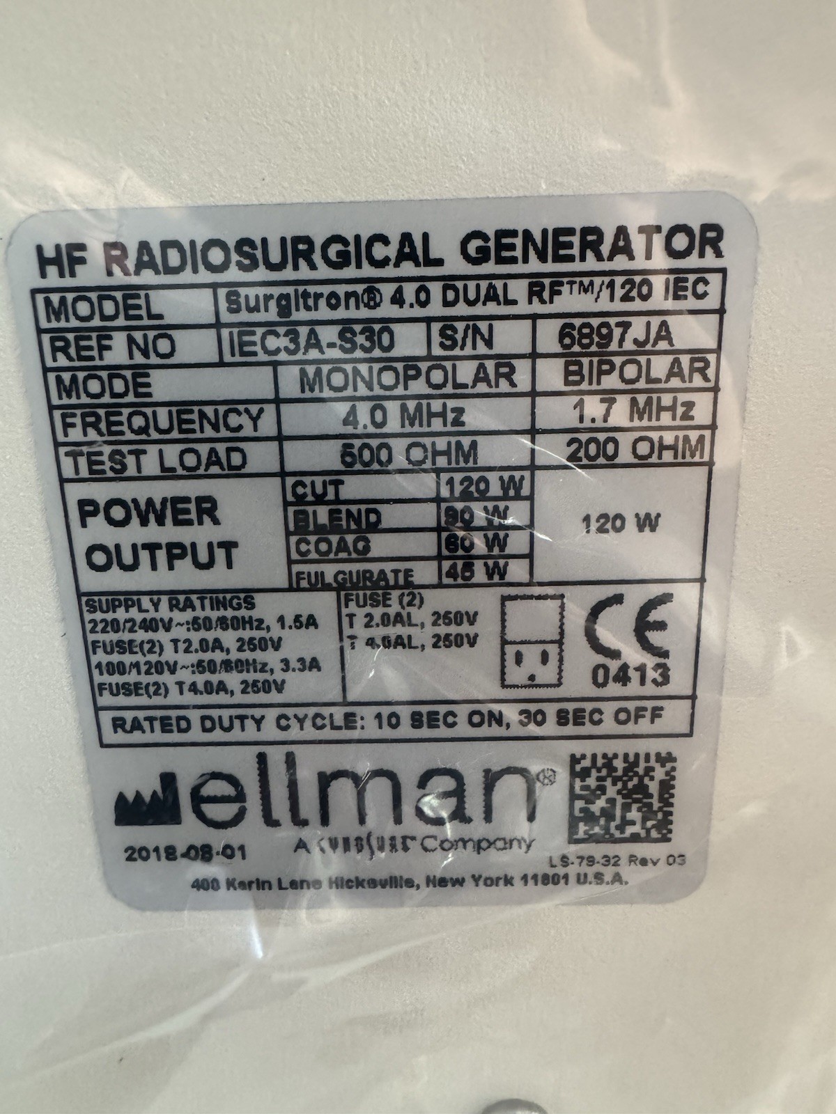 New Unused Ellman Surgitron 4.0 DUAL RF 120 IEC