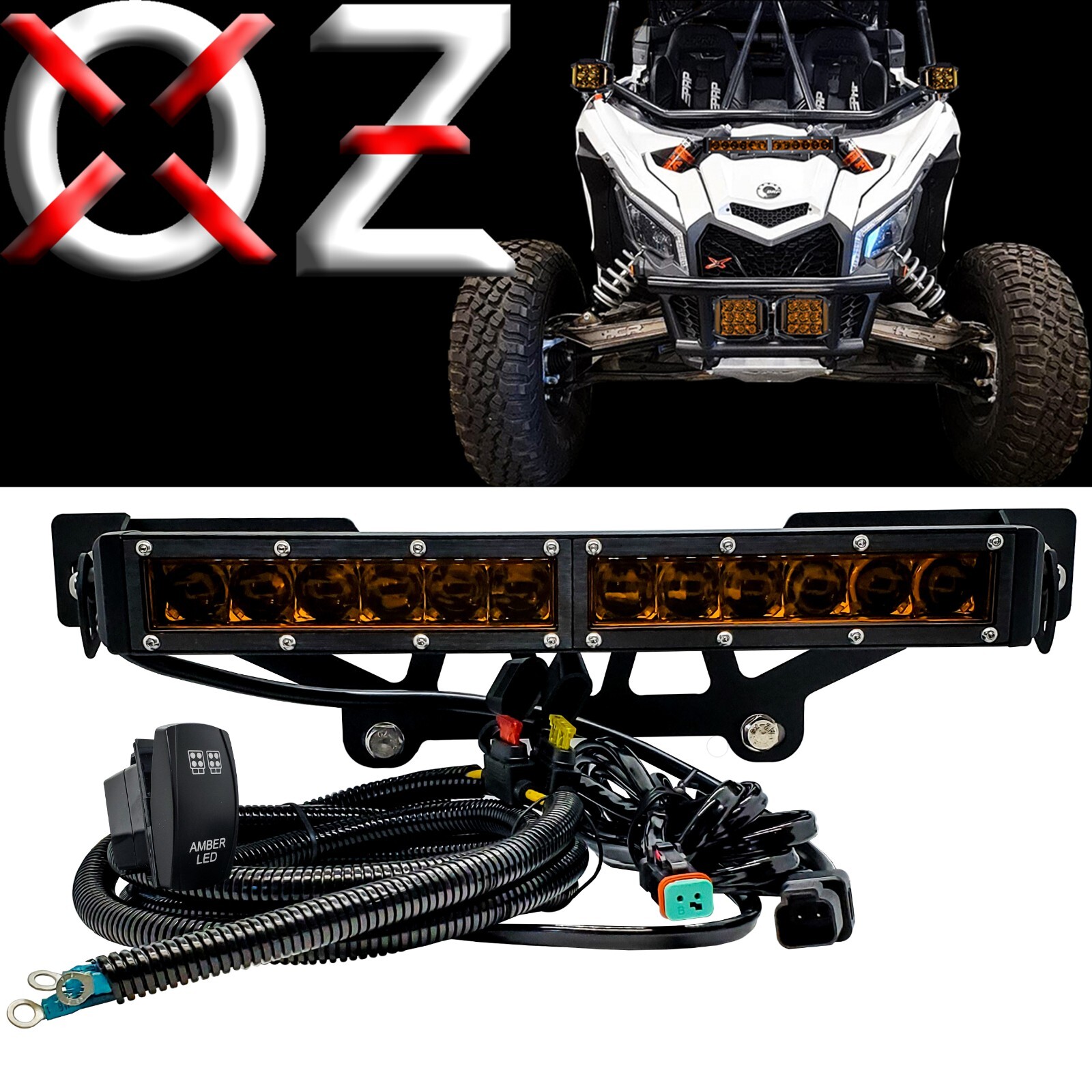 Shock Tower Amber LED Light Bar Kit Plug & Play Harness Can-Am X3 Max RS Turbo