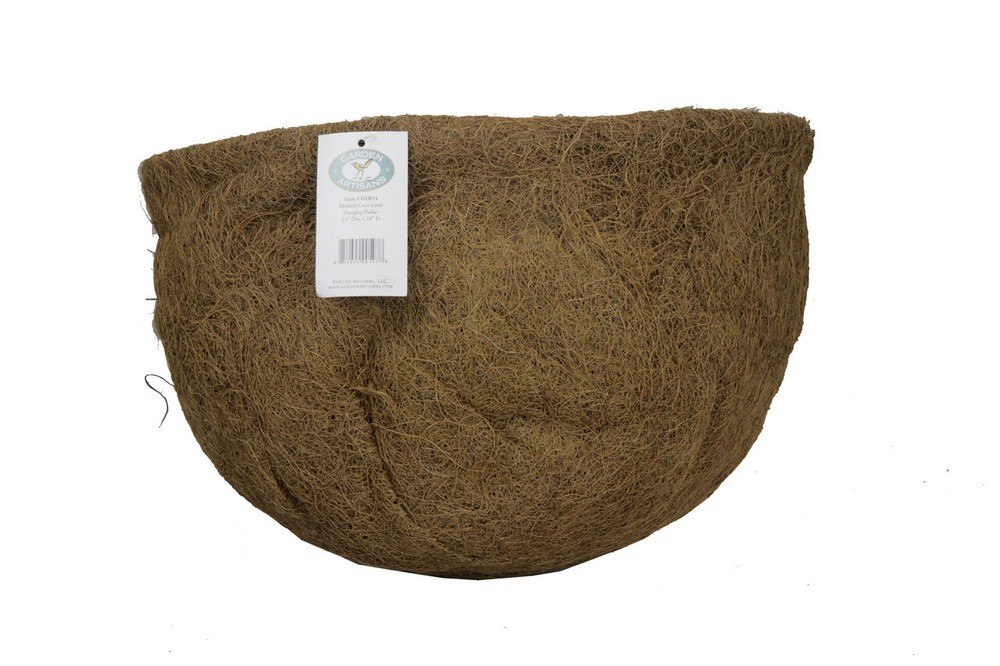 Round Flat Bottom Molded Coco Hanging Basket Liner - 17" Diameter x 10" Deep