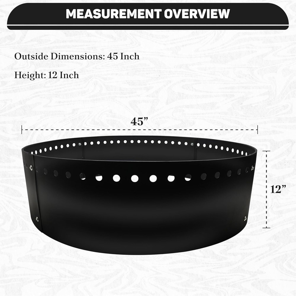 FEBTECH Smokeless Fire Ring Liner - 45" X 12" - Insert for in or Above-Ground