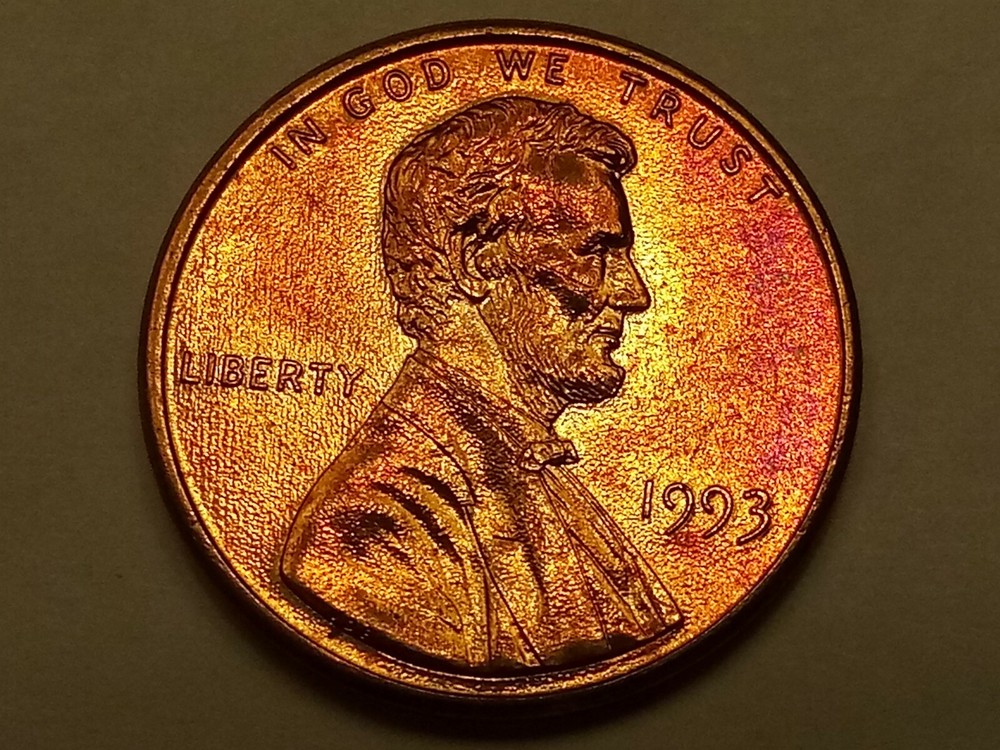 1993-Lincoln Red Toning Cent. BU.