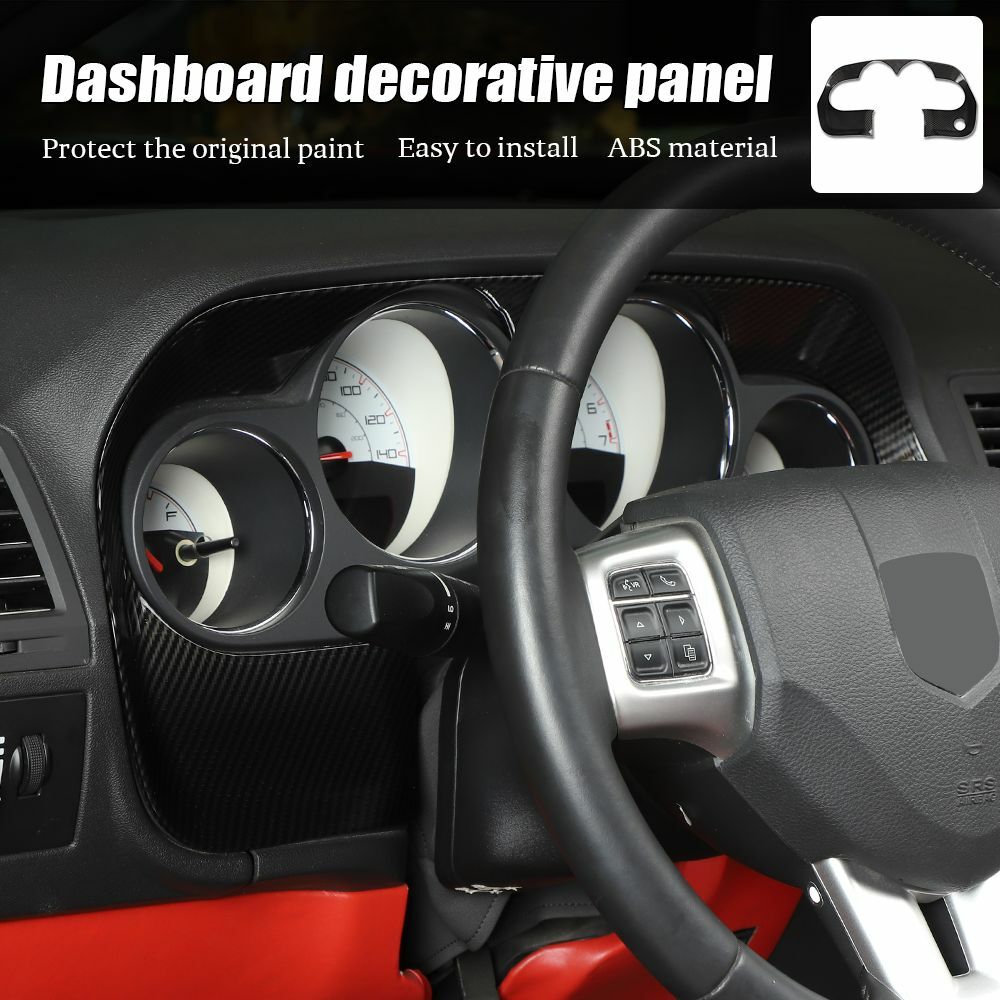 Carbon Fiber Dashboard Panel Trim Instrument Frame For 2009-14 Dodge Challenger