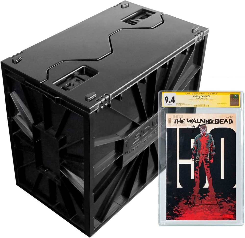 Elegant Stackable Comic Book Storage Bin - Black 2 Pack for Graded Comics Care