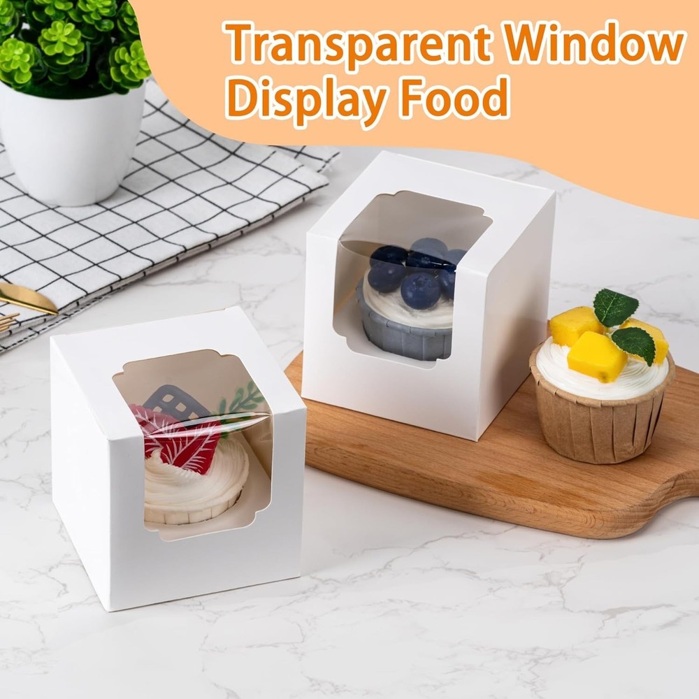 Stackable 25 Pack Cupcake Boxes with Windows – Perfect for Parties and Gifting