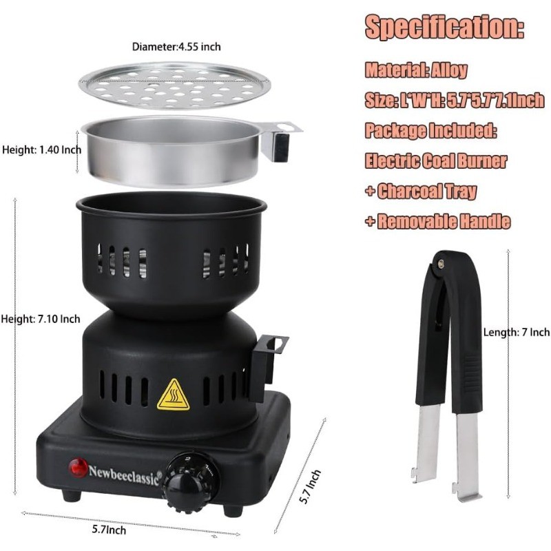 Electric Charcoal Starter Multipurpose Fast Heating for Hookah BBQ Kitchen