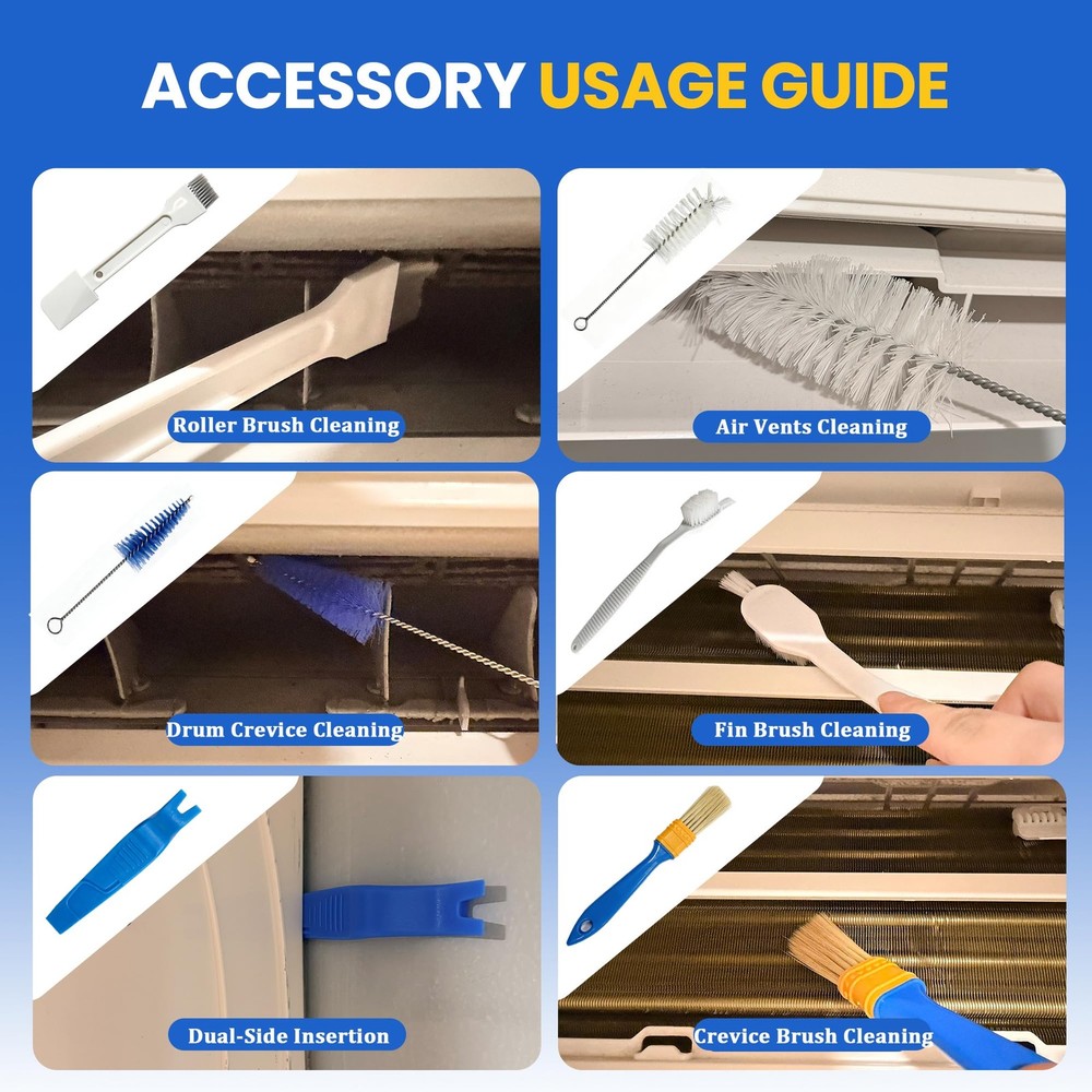 13PCS Mini Split Cleaning Kit with 2L High Pressure Sprayer, Deep Large, Blue