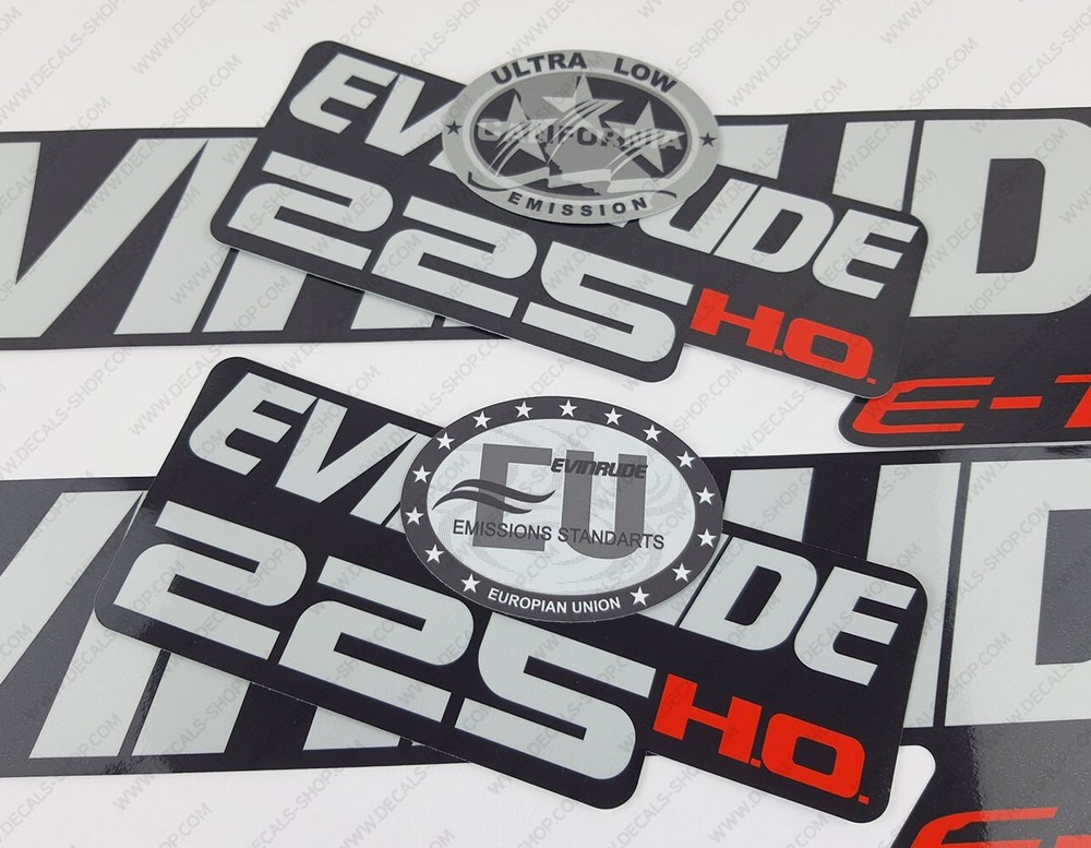 Evinrude 225 hp ETEC HO 2011-2014 outboard engine decals set Graphite Cowl