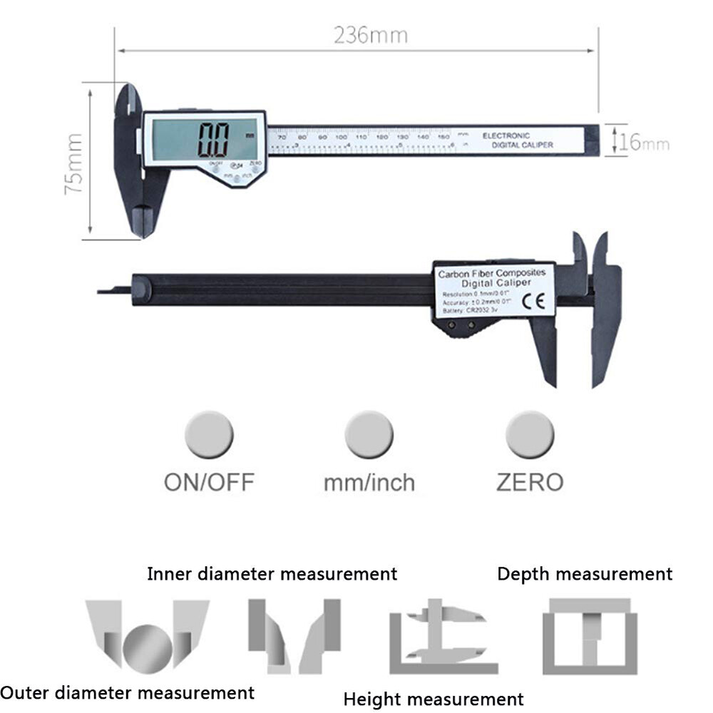Electronic Caliper 0-150mm Digital Display Vernier Large Screen Waterproof E4Y8