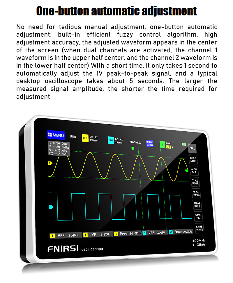 FNIRSI 1013D Dual Channel Touchable Panel Oscilloscope Mini 7" Touch Panel 2CH
