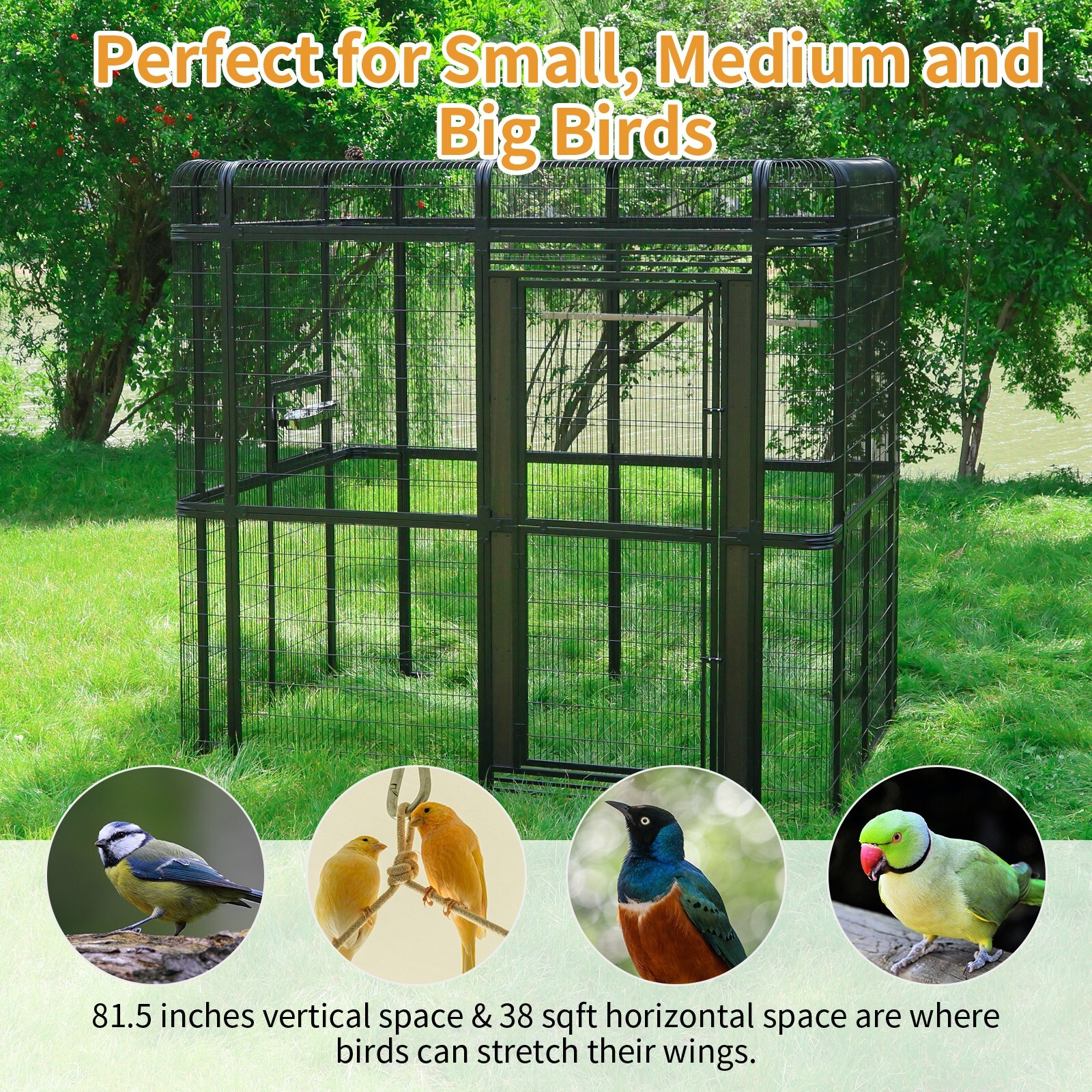 7.2ft Large Walk in Bird Cage Huge Parrot Macaw Aviary Finch Outdoor Birdcage