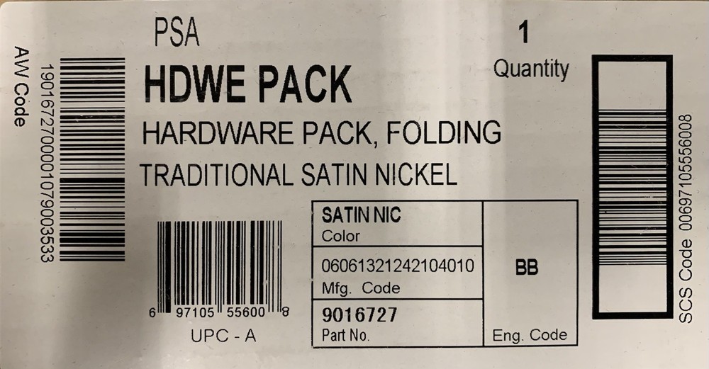 Andersen 9016727 Folding Awning Window Hardware Package - Satin Nickel