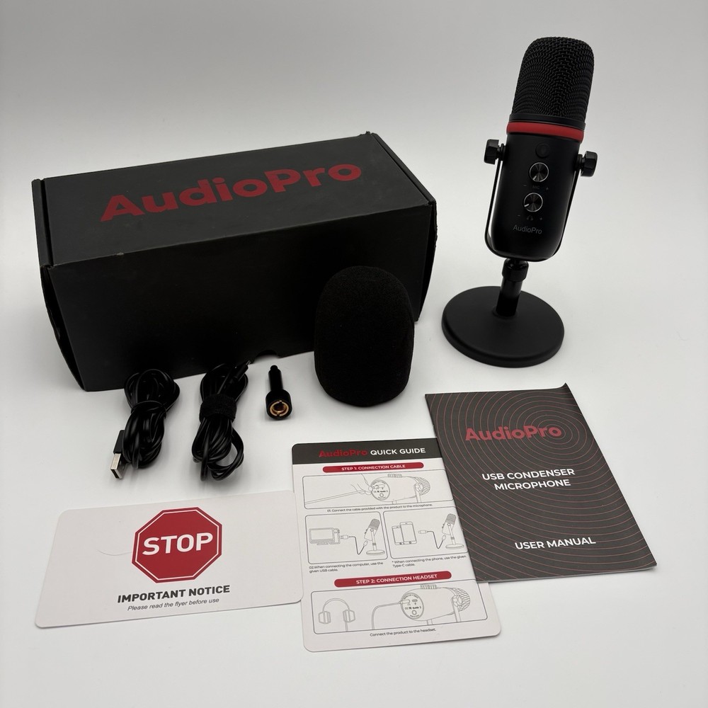 AudioPro USB Microphone, Computer Condenser Gaming Mic for PC/Laptop/PS4/PS5