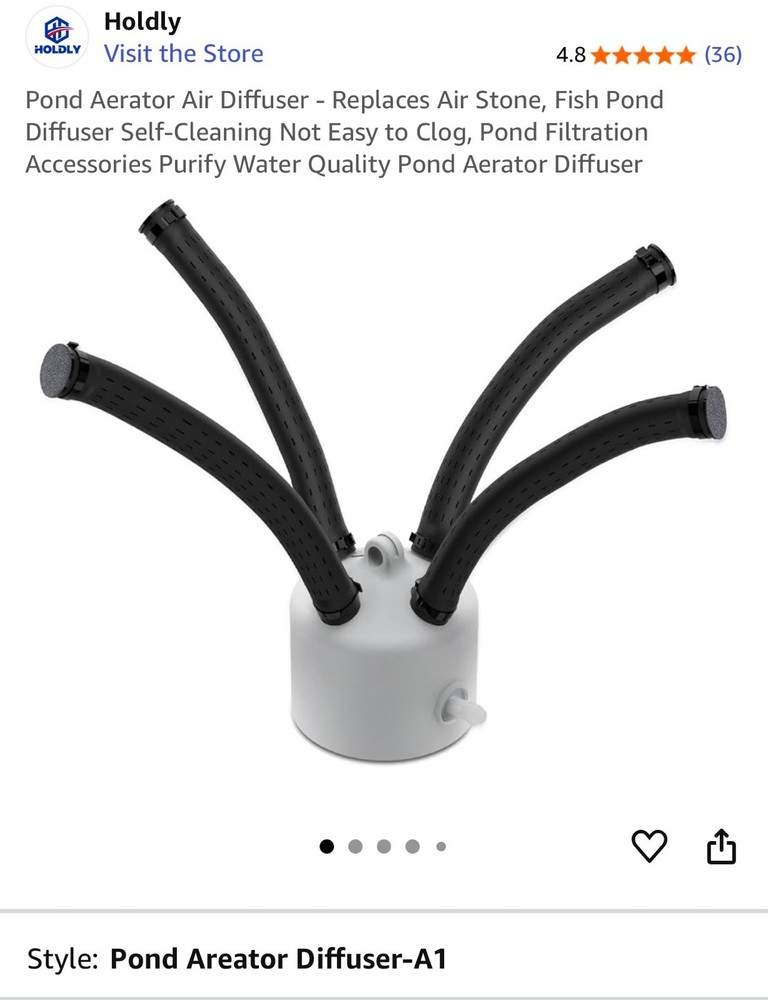 Pond Aerator Air Diffuser - Replaces Air Stone, Fish Pond Diffuser Self-Cleaning