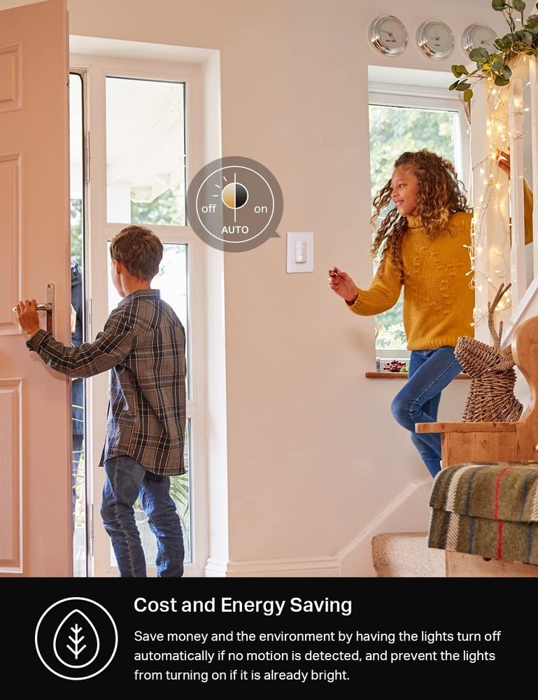 WiFi Motion Sensor Switch, Single Pole, Needs Neutral Wire, 2.4GHz Wi-Fi Ligh...