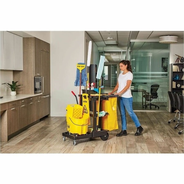Rubbermaid Commercial Fg617388bla Janitor Cleaning Cart With Zip Bag, 24 Gal