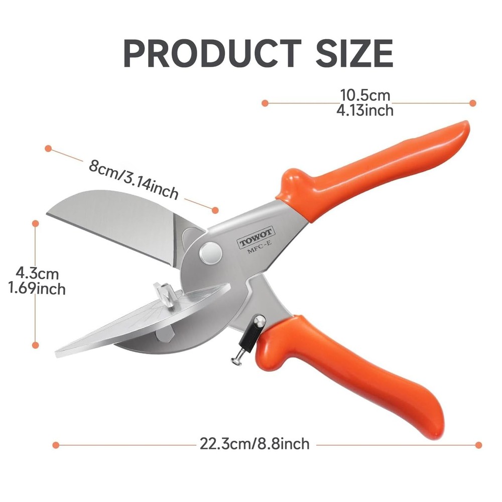 Sharp Multi Angle Miter Shear Cutter, Adjustable at 45° to 135° W/Safety Lock