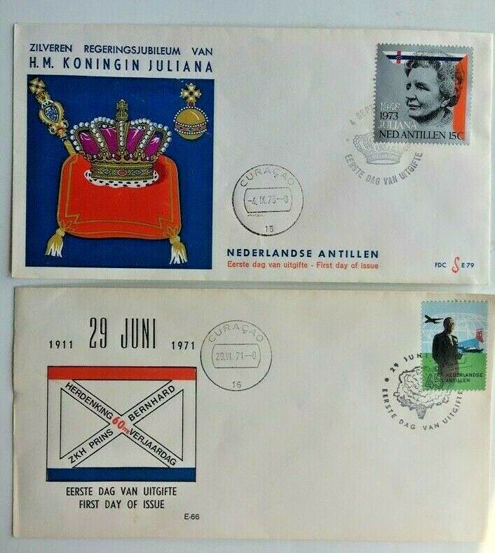 2(TWO) NETHERLANDS ANTILLES FDCs