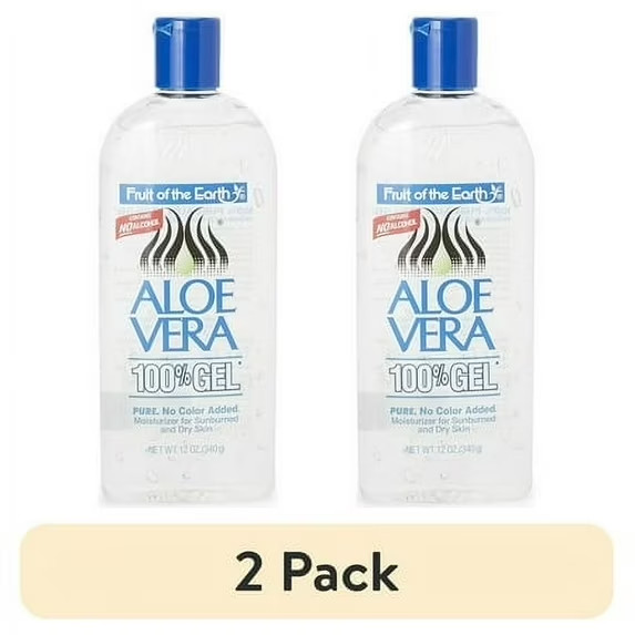 (2 pack) Fruit of the Earth Aloe Vera Moisturizing 100% Gel, Unscented, 12 Oz