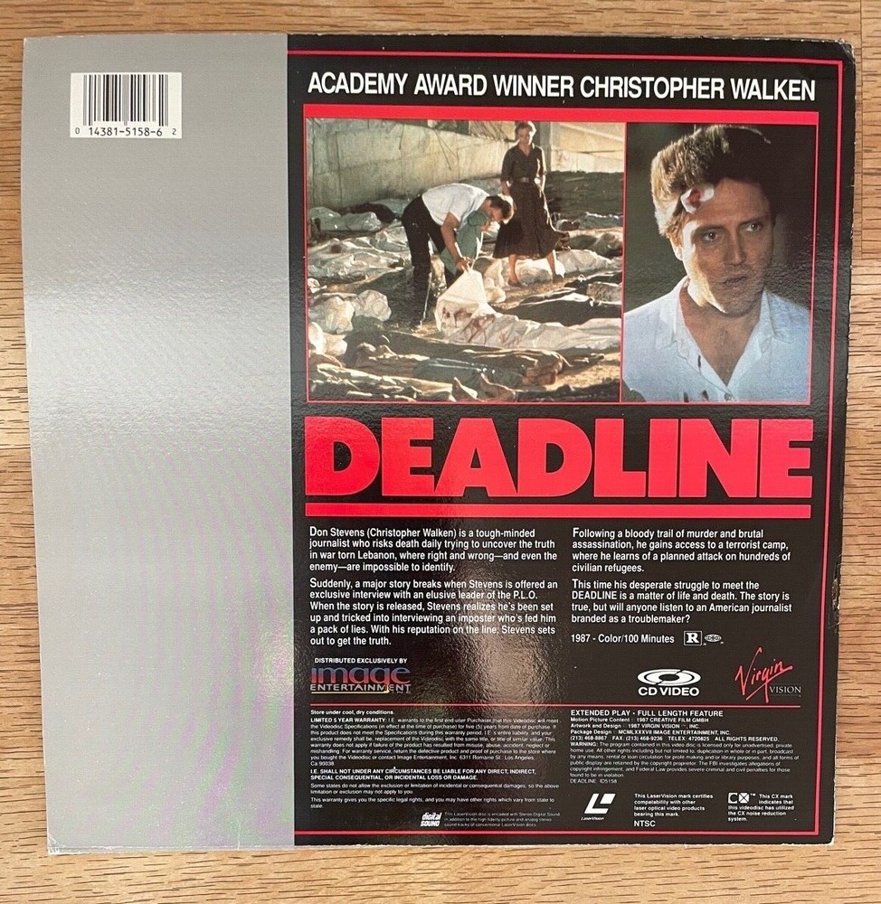 Deadline Laserdisc Christopher Walken