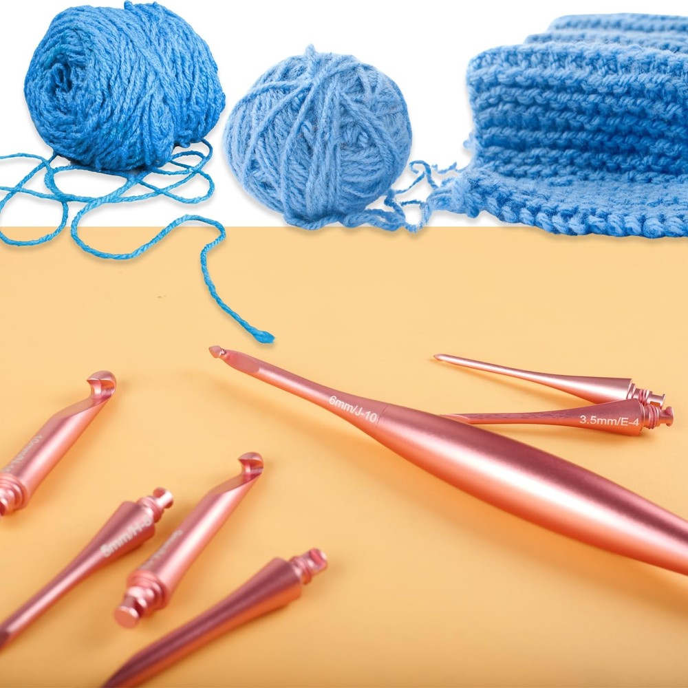 Interchangeable Crochet Hook Set with 12 Hooks – Ergonomic Crochet Hooks Larg...