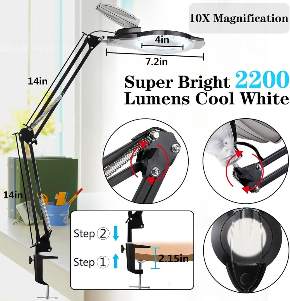 Adjustable Swivel Arm Lighted Magnifier