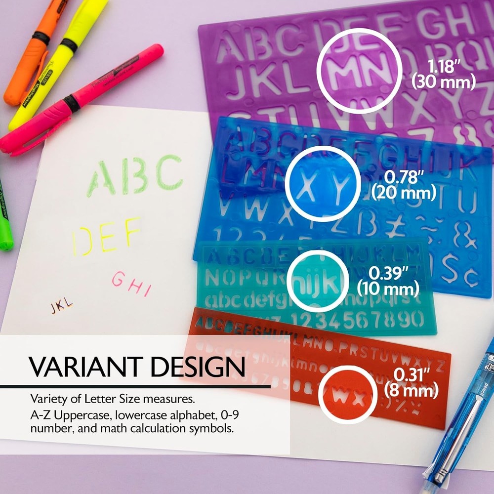 Professional Letter & Number Stencils Set - 4 Sizes for All Creative Projects