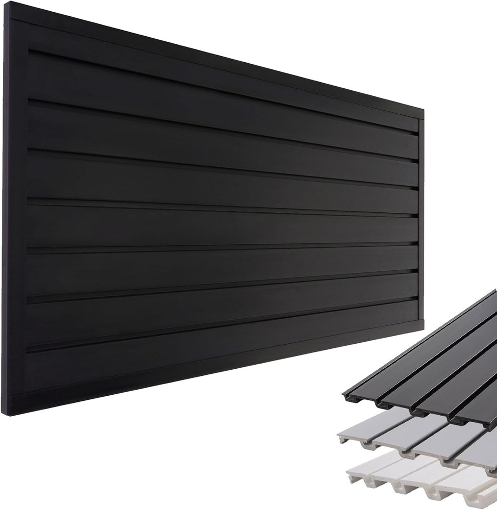 Black 4'x2' Slatwall Panel Garage Storage Organizer System for Tools