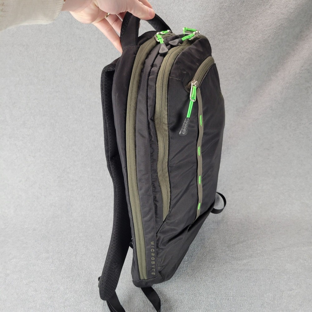 The North Face Microbyte Backpack Black Olive Green Laptop Daypack FlexVent