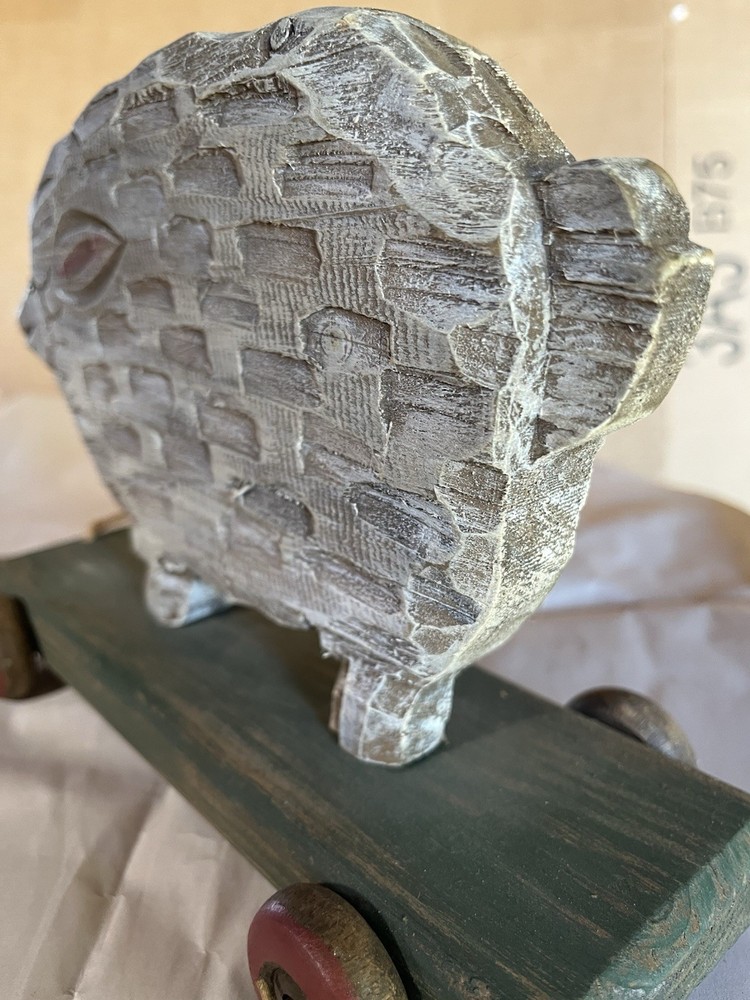 Primitive wooden sheep pull toy