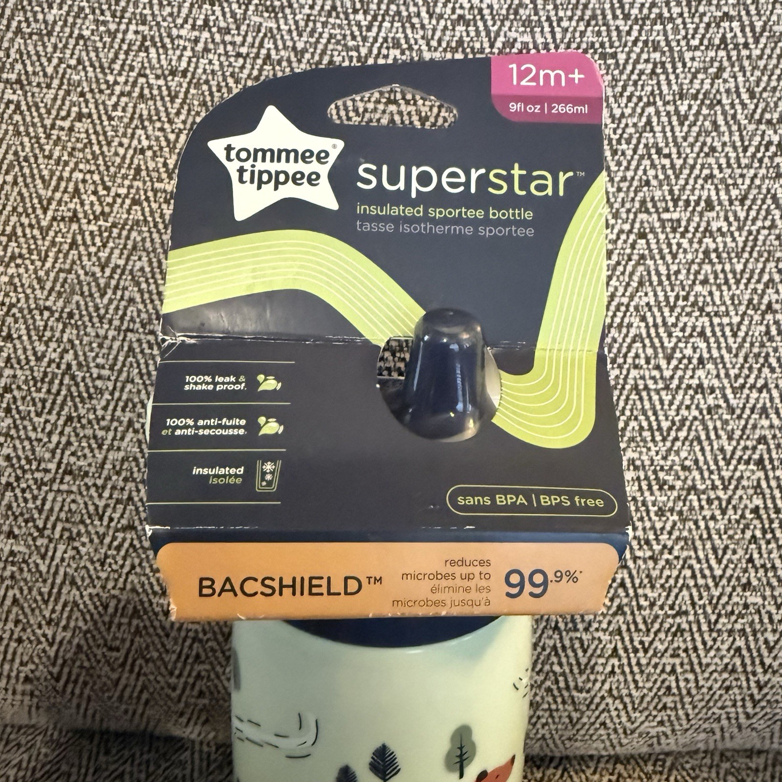 Tommee Tippee Insulated Straw Sippy Cup, 9oz., 12M+, Leak & Shake Proof Bottle