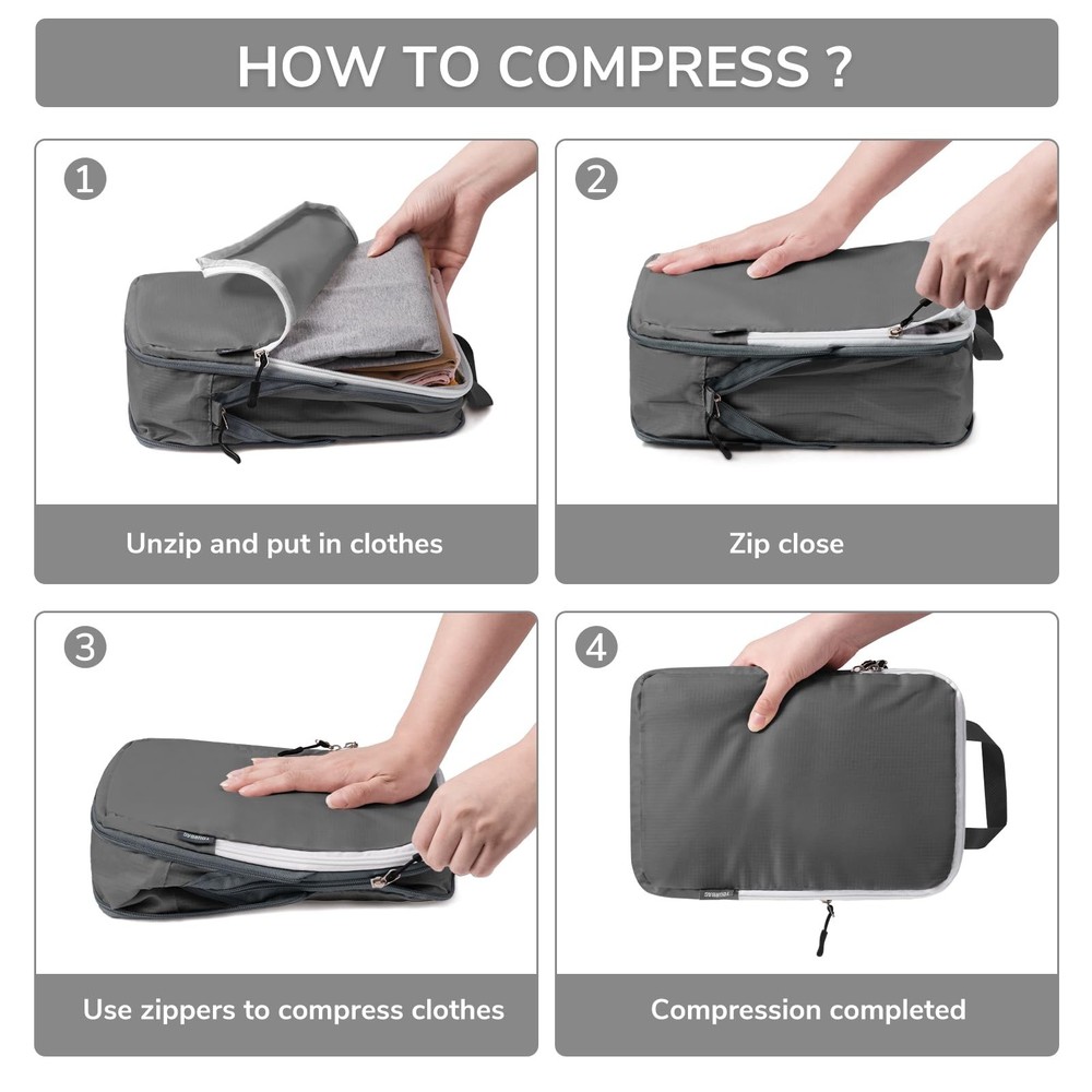 CherryNow Compression Packing Cubes, 7 Set Packing Cubes Compression, Travel ...