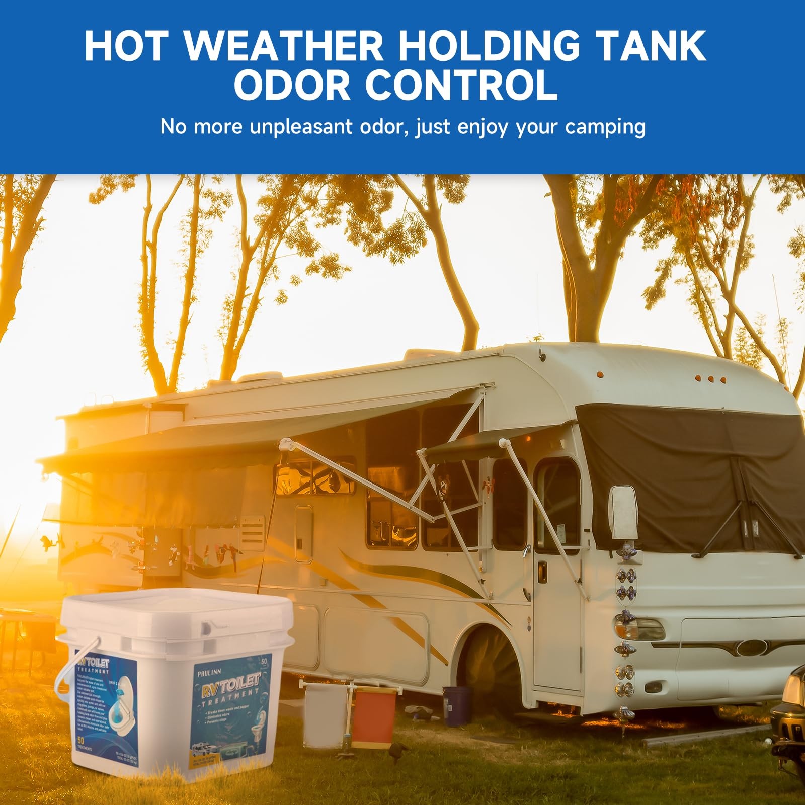 RV Toilet Treatment Pods 50 Pack Deodorizer for Black & Grey Water Tank