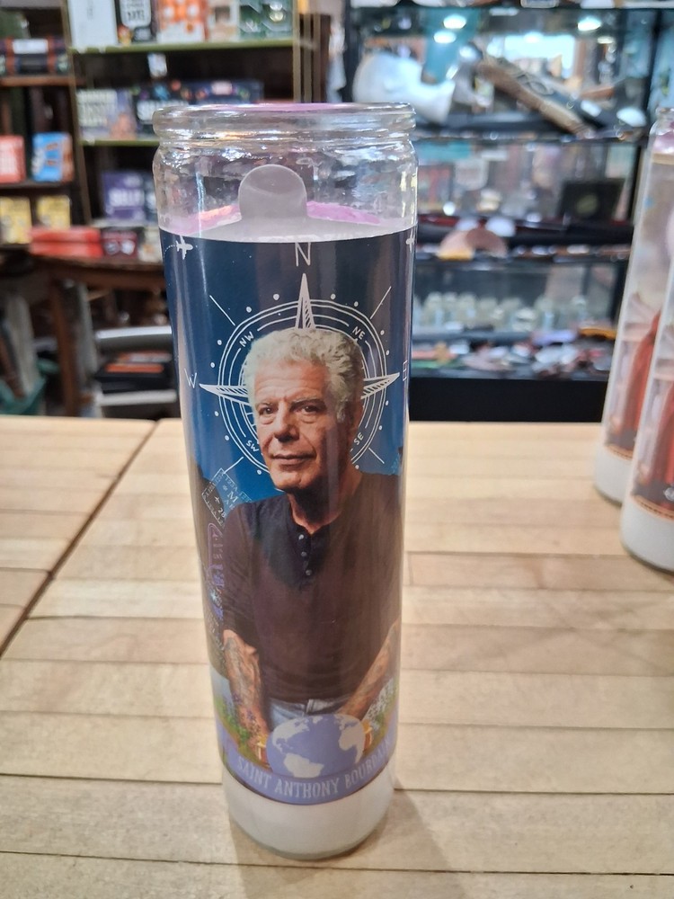 Anthony Bourdain Prayer Candle – Devotional Glass Jar