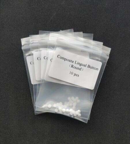 10Pcs/Pack Dental Orthodontic Ceramic Lingual Button Bondable Round Base Clear