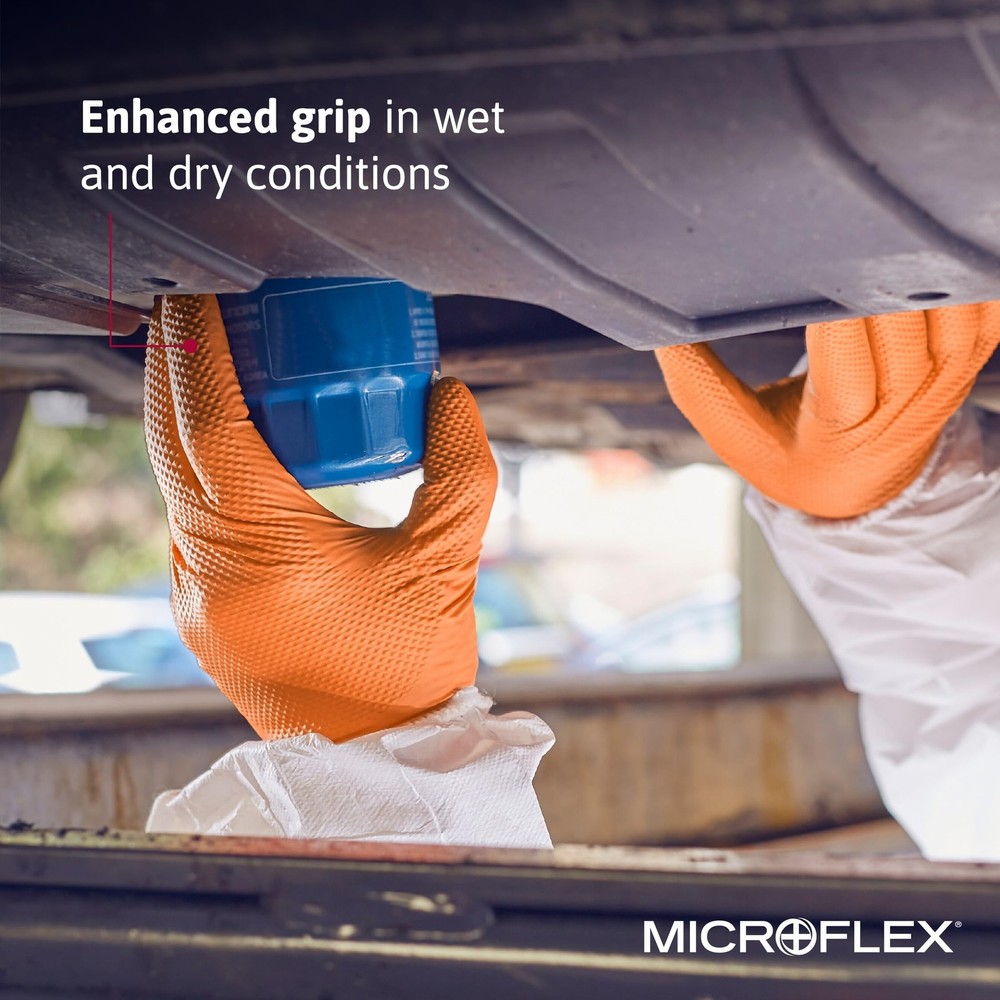 Microflex 93-256 Mega Texture Grip Extra Durable Nitrile Disposable Gloves, 6...