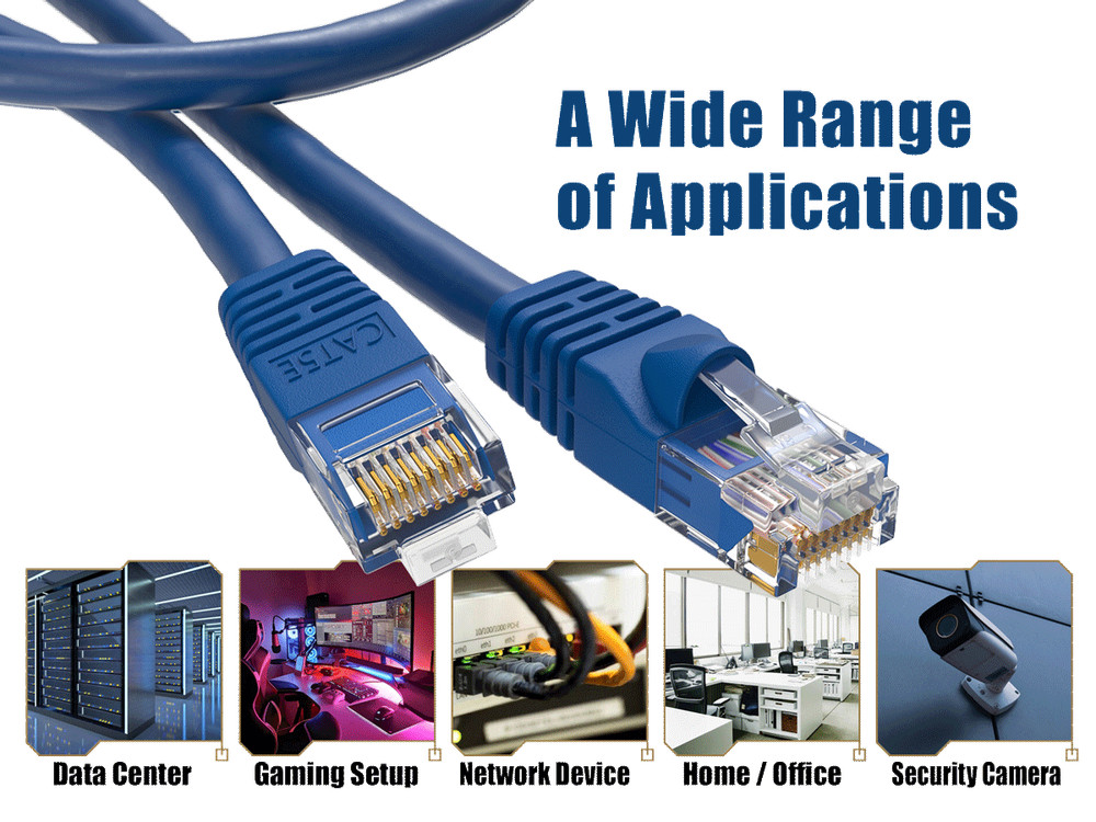 10ft Cat5e UTP Ethernet Network Patch Cable Snagless 24AWG Bare Copper, Blue