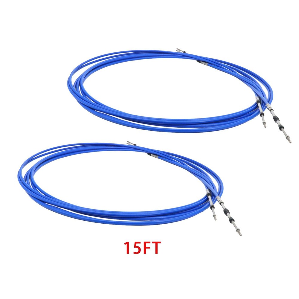 Outboard Inboard 2PCS 15FT 33C Shift Throttle Control Cable Universal For Yamaha