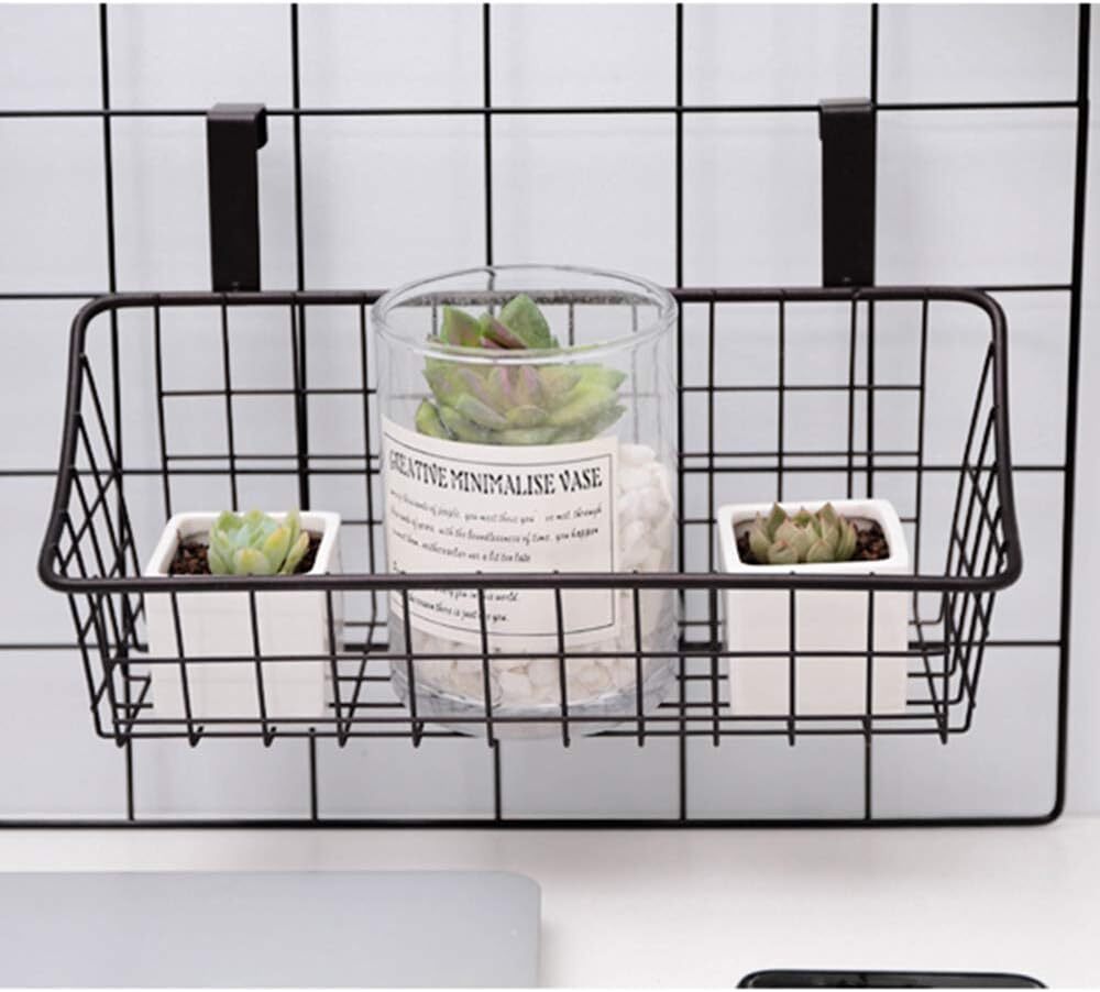 LeleCAT Basket with hook Grid Storage Basket, Hang it behind a 2 pack, Black