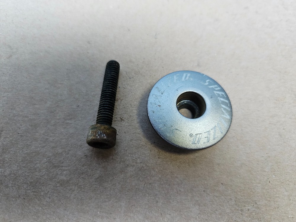 90s Specialized Mountain Road Bike Threadless Headset Top Cap + Bolt Silver