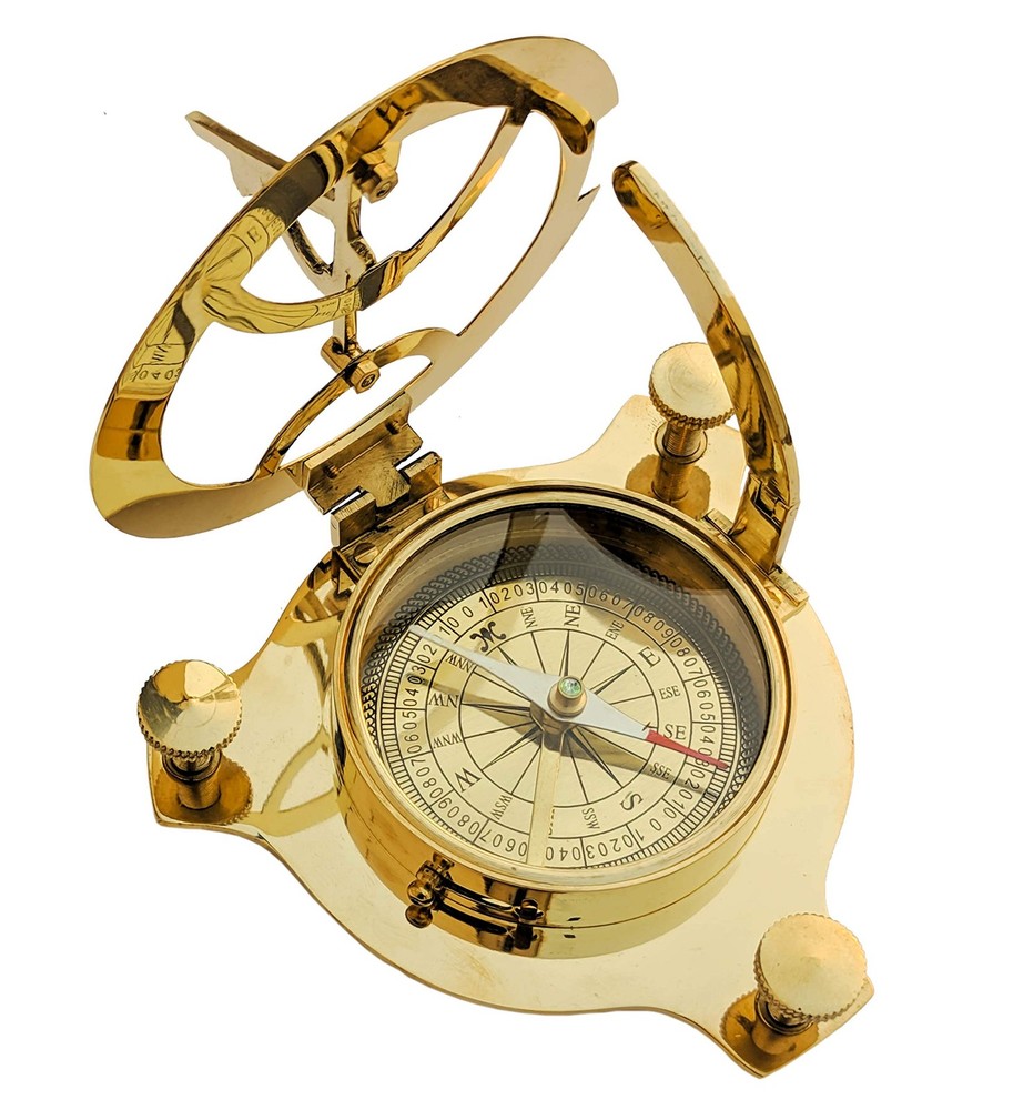 4" Sundial Compass - Solid Brass Sun Dial