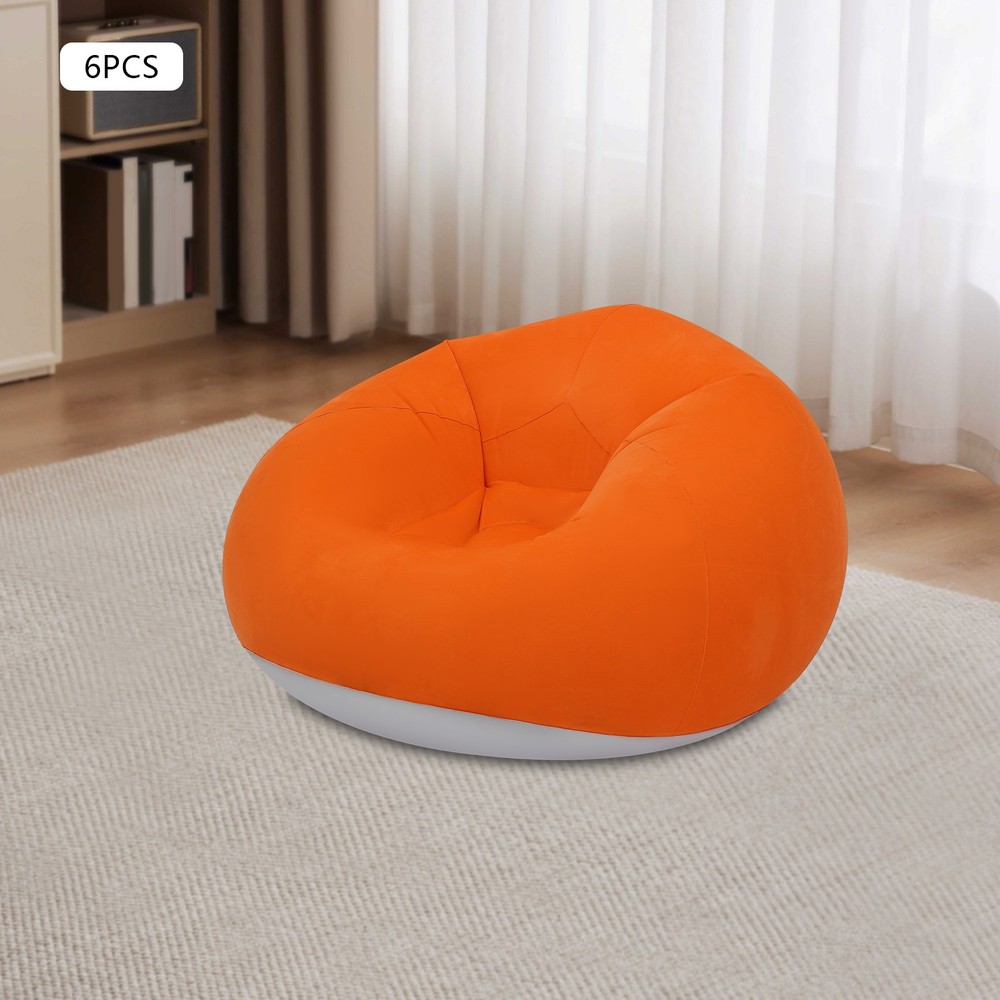 6 Pcs Inflatable Chairs Inflatable Sofa, Portable Inflatable Couch Orange