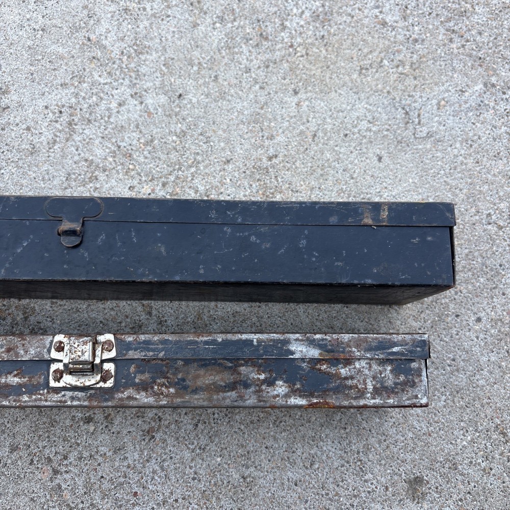(2) Vintage Pittsburg Metal Socket Toolbox Case Empty
