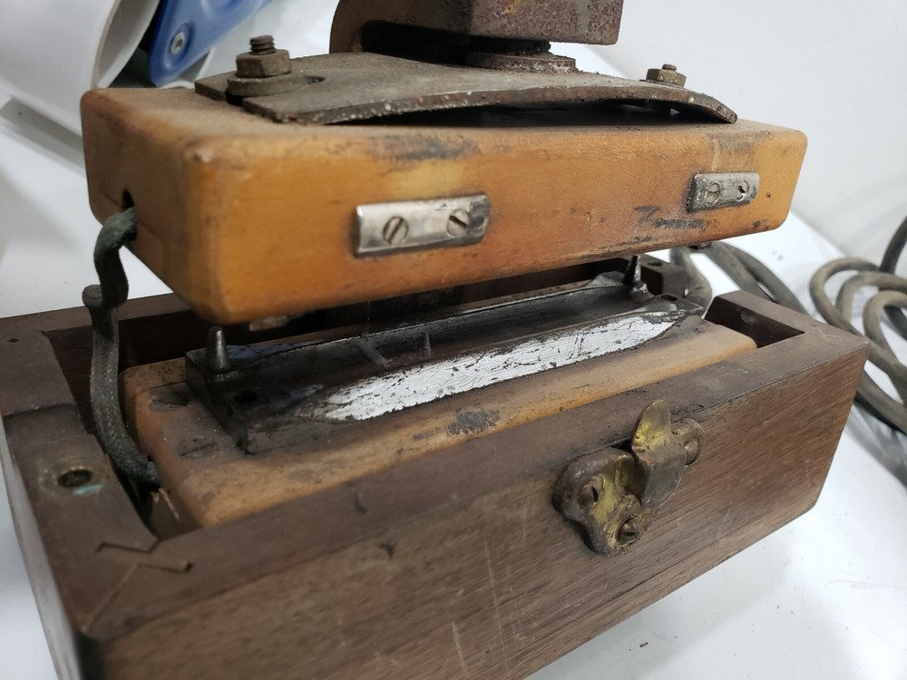 ANTIQUE SIMPLEX WIRE CABLE ELECTRIC SOLDERING IRON TOOL MACHINE BOSTON