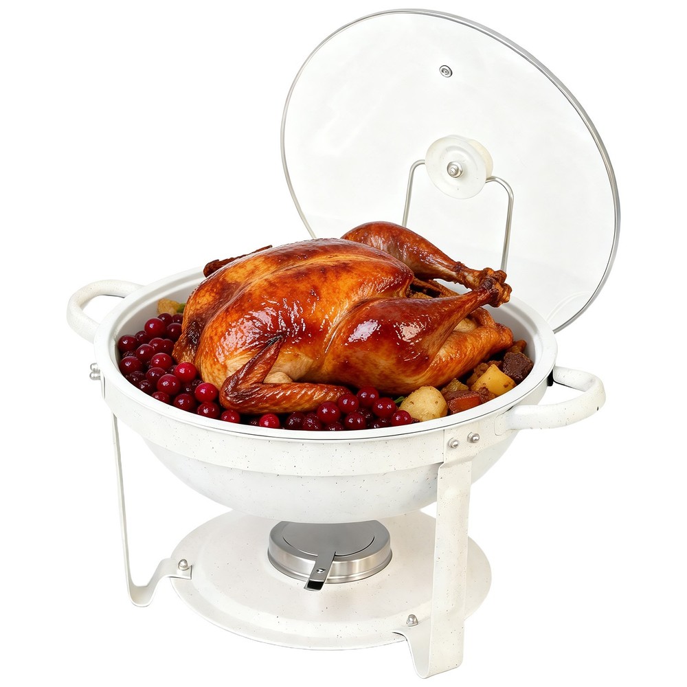 1/2/4/6 Pack Round Chafing Dish 5 Quart Stainless Steel Buffet Catering