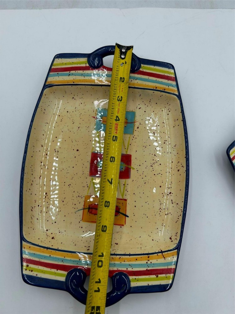 SET OF 3 - PFALTZGRAFF - SEDONA - RECTANGULAR SERVING TRAYS WITH HANDLES * READ*