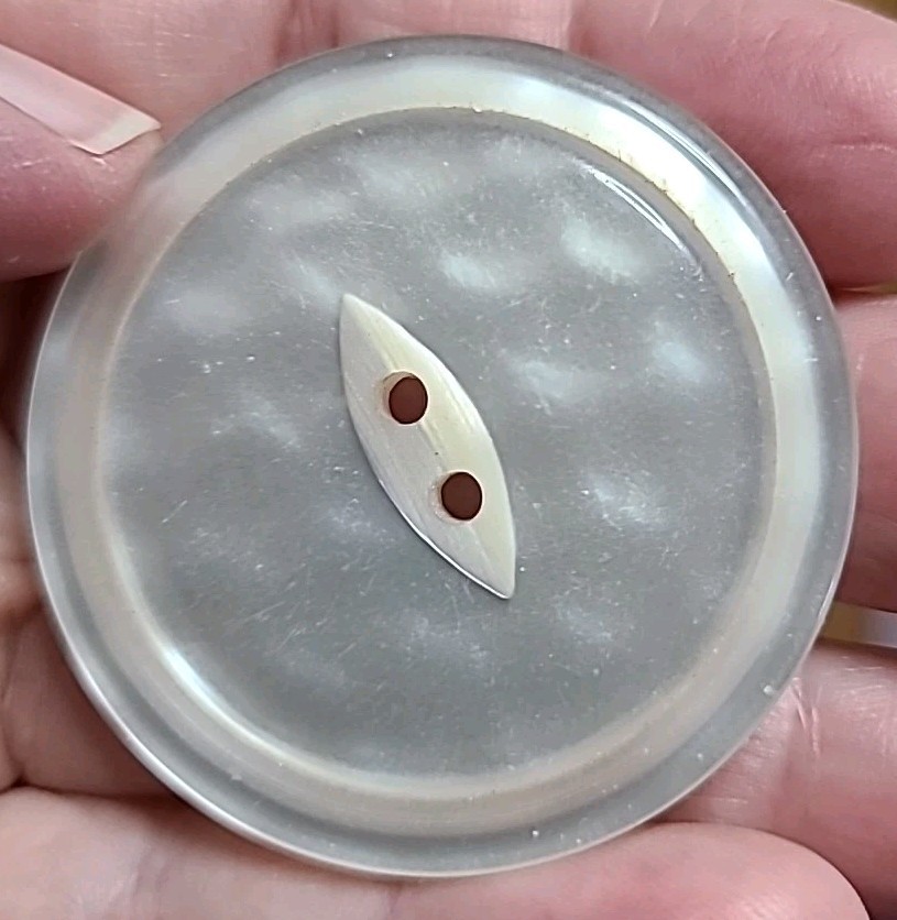 Vintage 3 White Buttons 1 ⅜" Plastic Unused