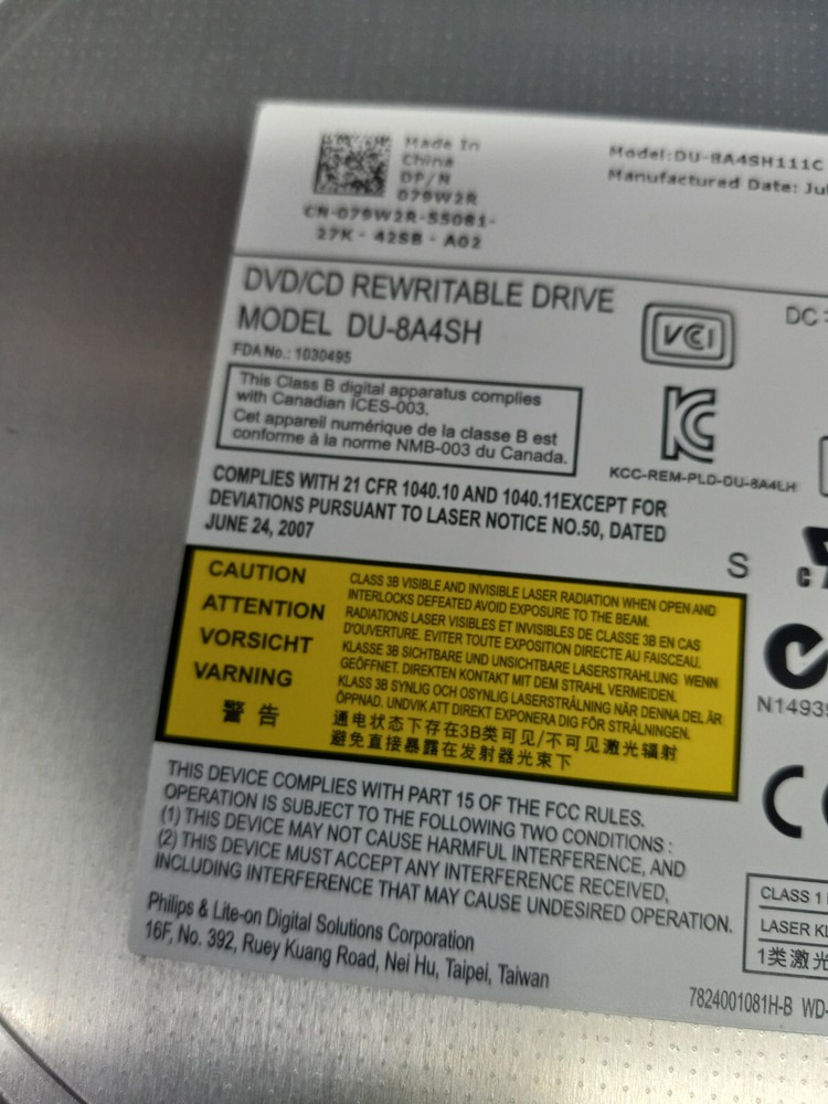 Dell CDRW DVDRW 79W2R Drive DU-8A4SH E6530 E6520 E6430 E6420 E6330 E6230 E6320