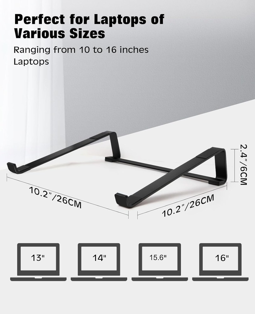 Aluminum Laptop Riser - Effortless Assembly, Perfect for Home & Office Use