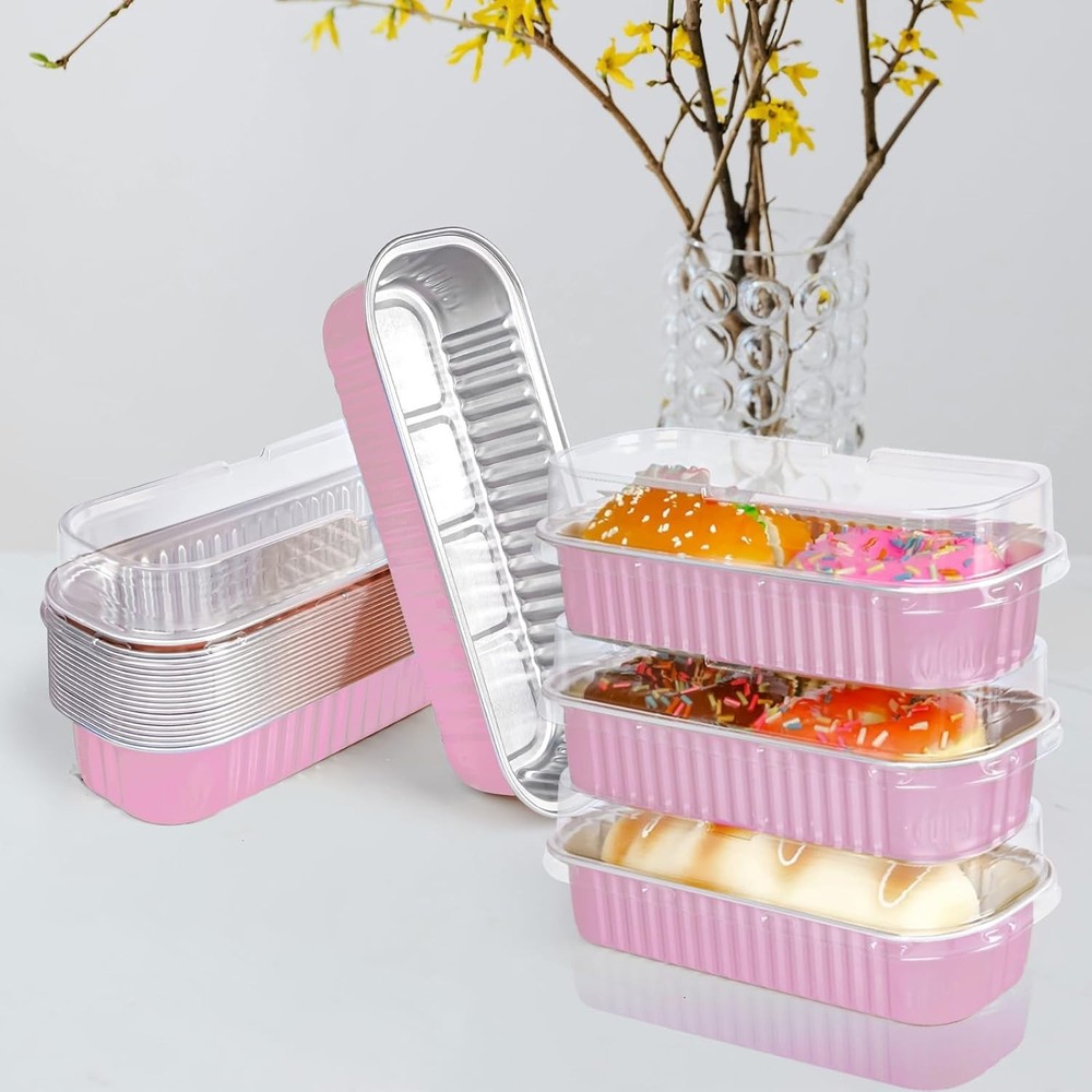 Rectangle Mini Loaf Pans With Lids Mini Cake Pans Disposable Baking Cups 20PCS